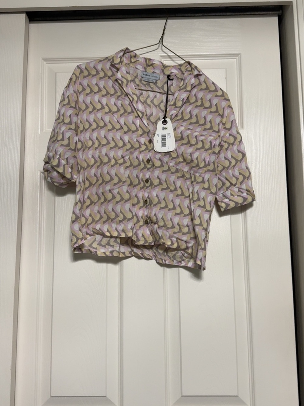 prAna Women’s XS Button Front Blouse Geometric Print NWT